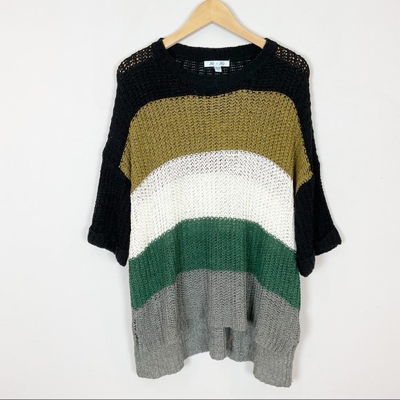 Vici Sweaters - Vici Boutique Colorblock Striped Slouchy Sweater